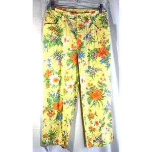 Lauren Ralph Lauren Yellow Floral Cotton Pants Size 6